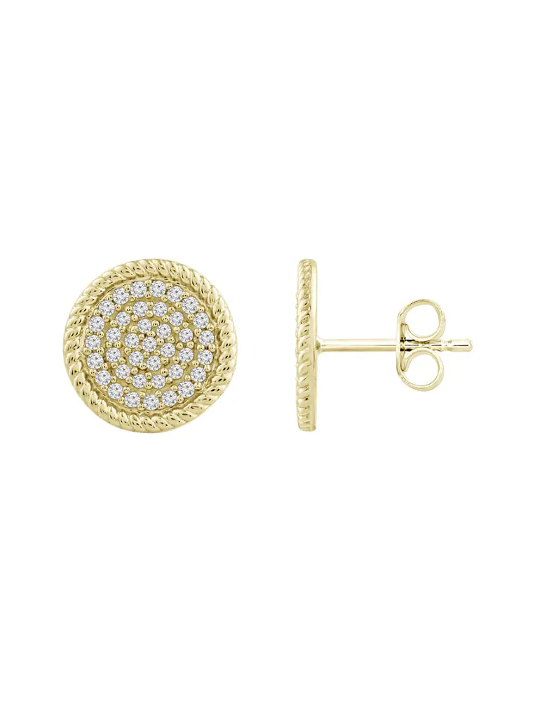 Aros Disco Diamantes Redondos Grandes en Oro Amarillo 18K 2