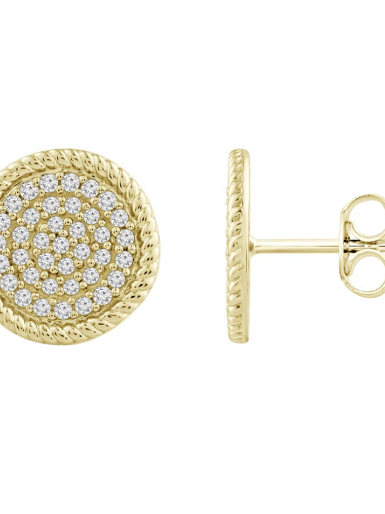 Aros Disco Diamantes Redondos Grandes en Oro Amarillo 18K 2