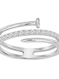 Anillo Moderno Cintillo Diamantes Doble Clavo Oro Blanco 18K - Miniatura 1