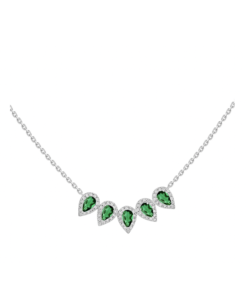 Collar 5 Esmeraldas y Diamantes en Oro Blanco 18K