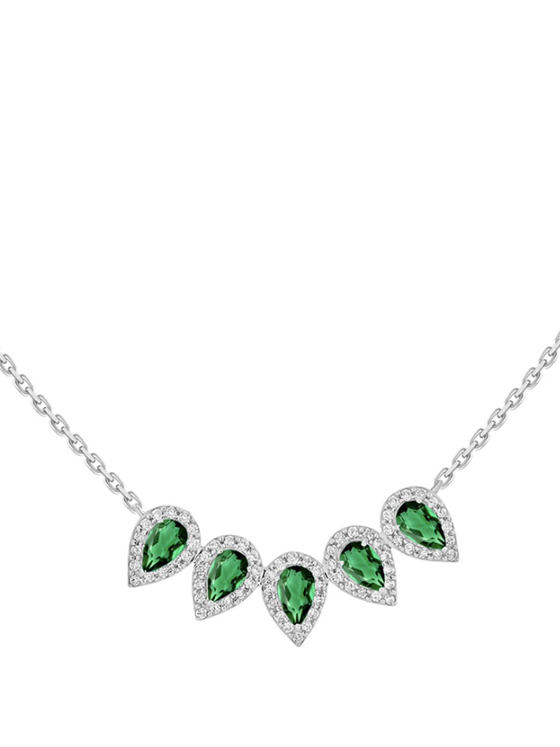 Collar 5 Esmeraldas y Diamantes en Oro Blanco 18K 1
