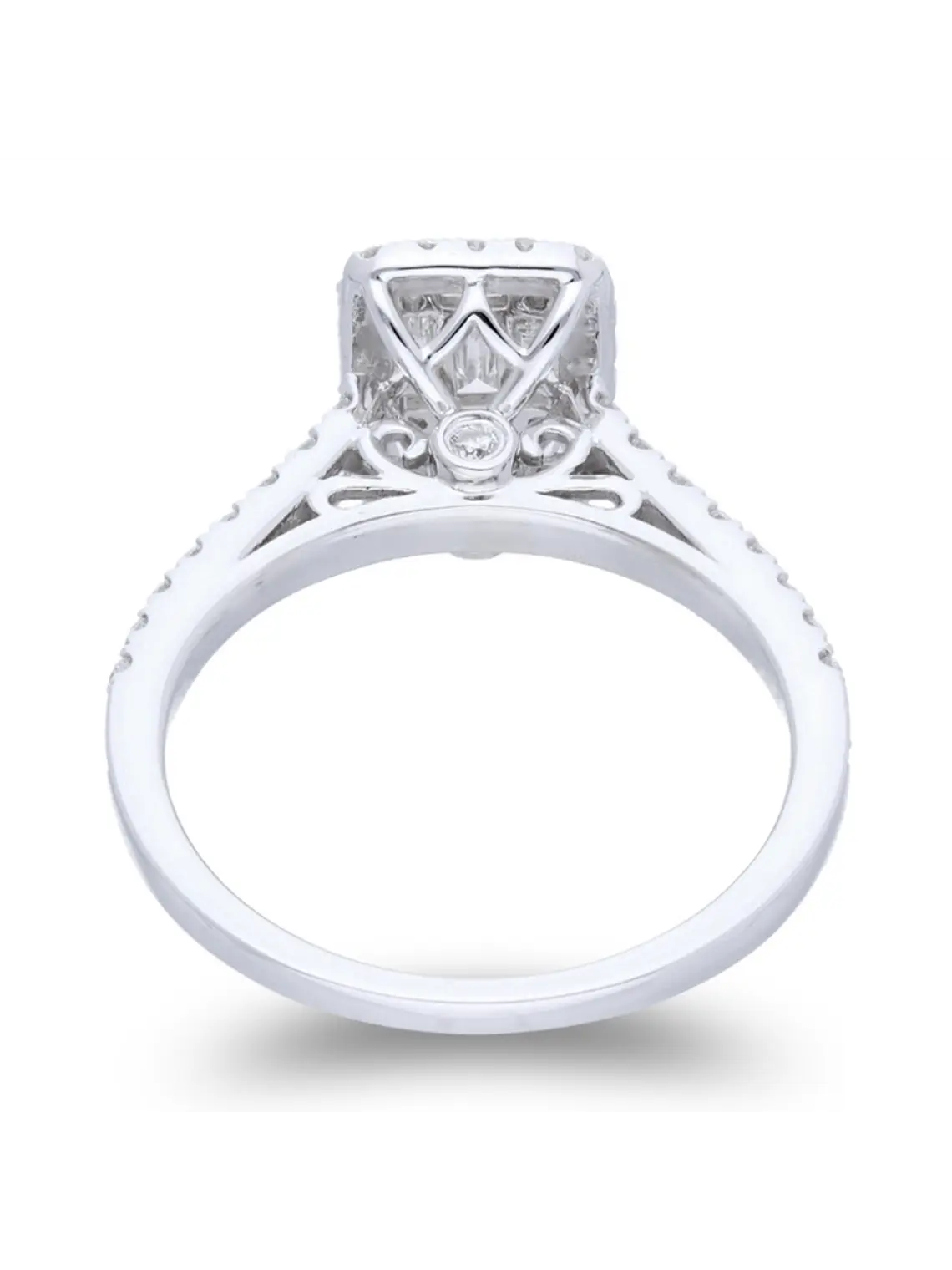 Exclusivo Anillo Solitario Diamantes Baguette Oro Blanco 18K 4