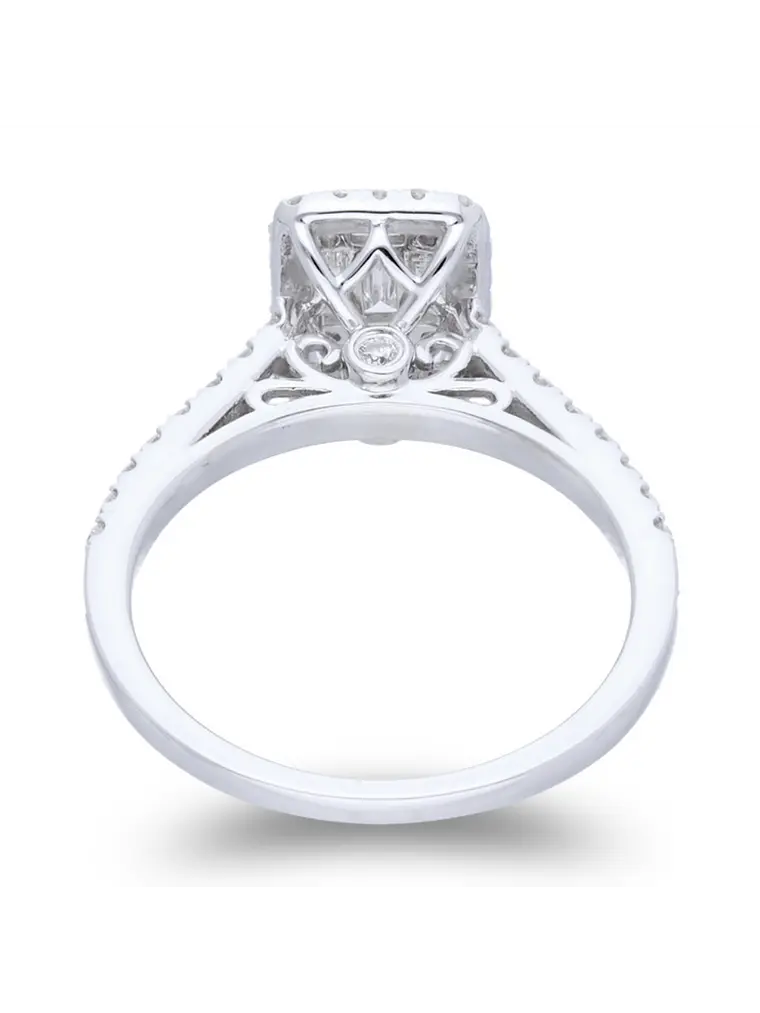 Exclusivo Anillo Solitario Diamantes Baguette Oro Blanco 18K 4