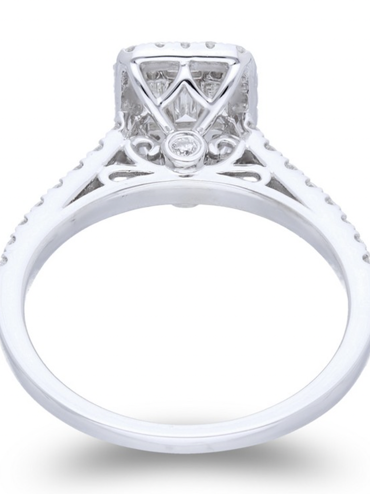 Exclusivo Anillo Solitario Diamantes Baguette Oro Blanco 18K 4