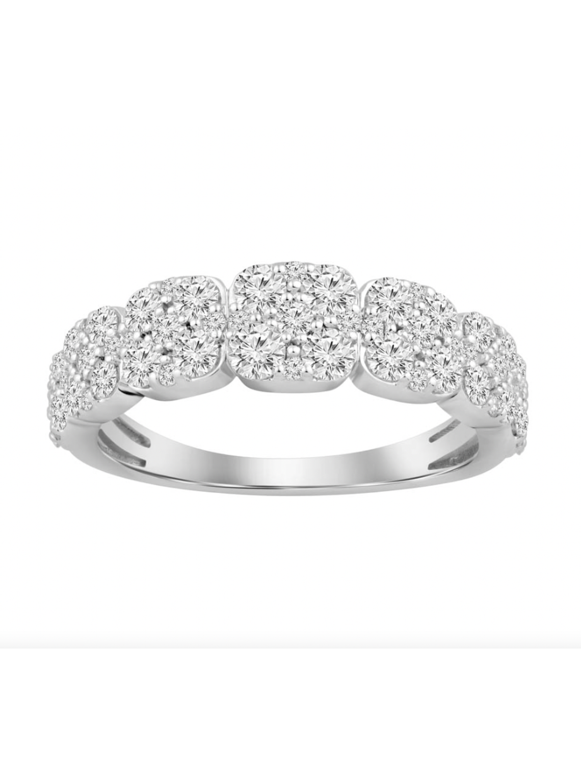 Anillo Cintillo Quintillo Halo Diamantes Oro Blanco 18K 1