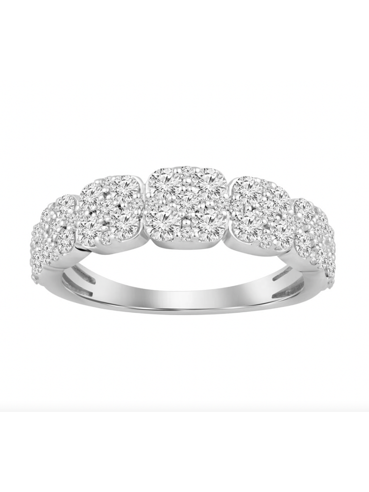 Anillo Cintillo Quintillo Halo Diamantes Oro Blanco 18K 1