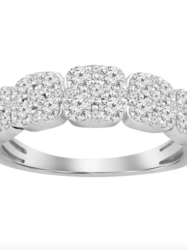 Anillo Cintillo Quintillo Halo Diamantes Oro Blanco 18K 1