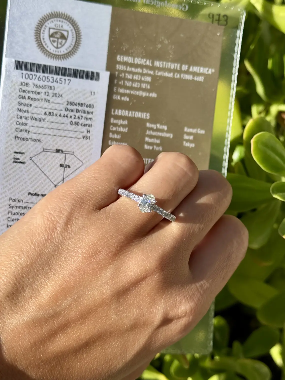 Anillo Solitario Diamante Ovalado Certificado GIA Platino 4