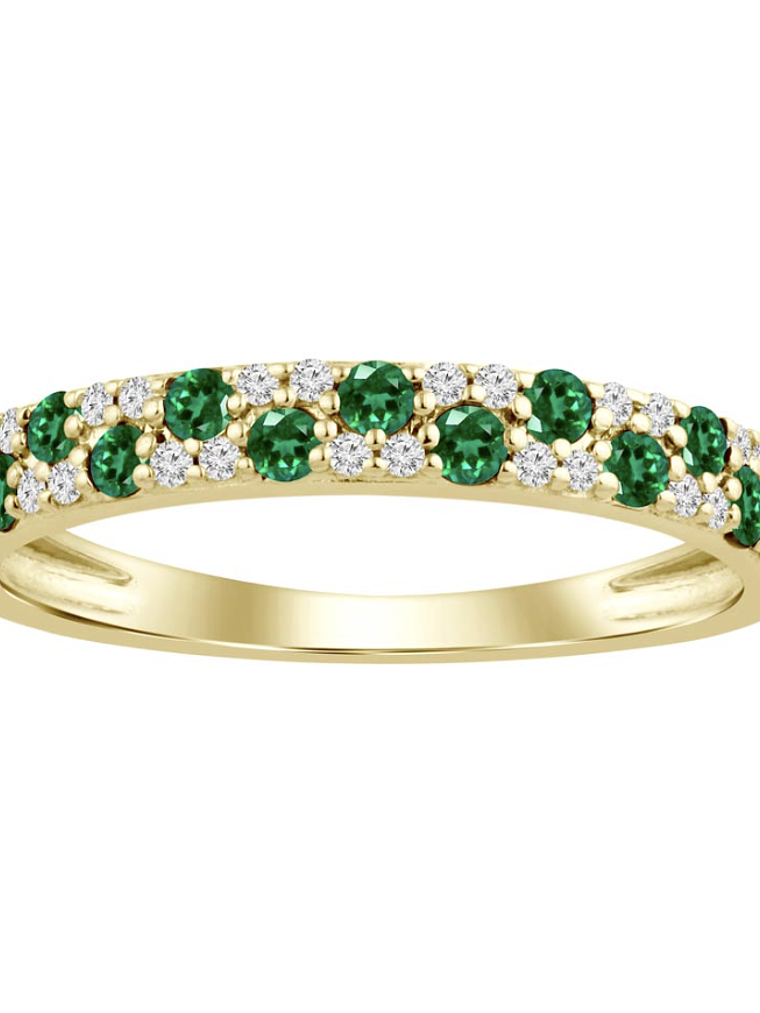 Anillo Cintillo Esmeraldas y Diamantes Oro Amarillo 18K 1