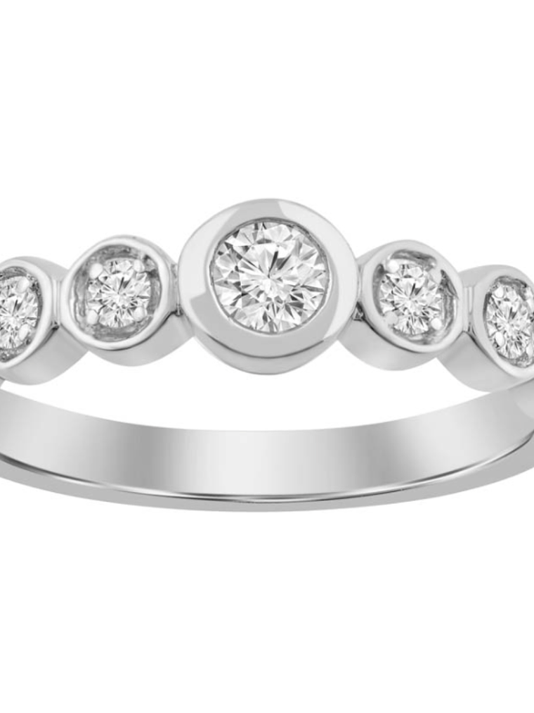 Anillo Medio Cintillo 7 Brillantes en Bisel Oro Blanco 18K 1