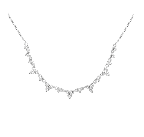 Collar Tréboles de Diamantes en Oro Blanco 18K