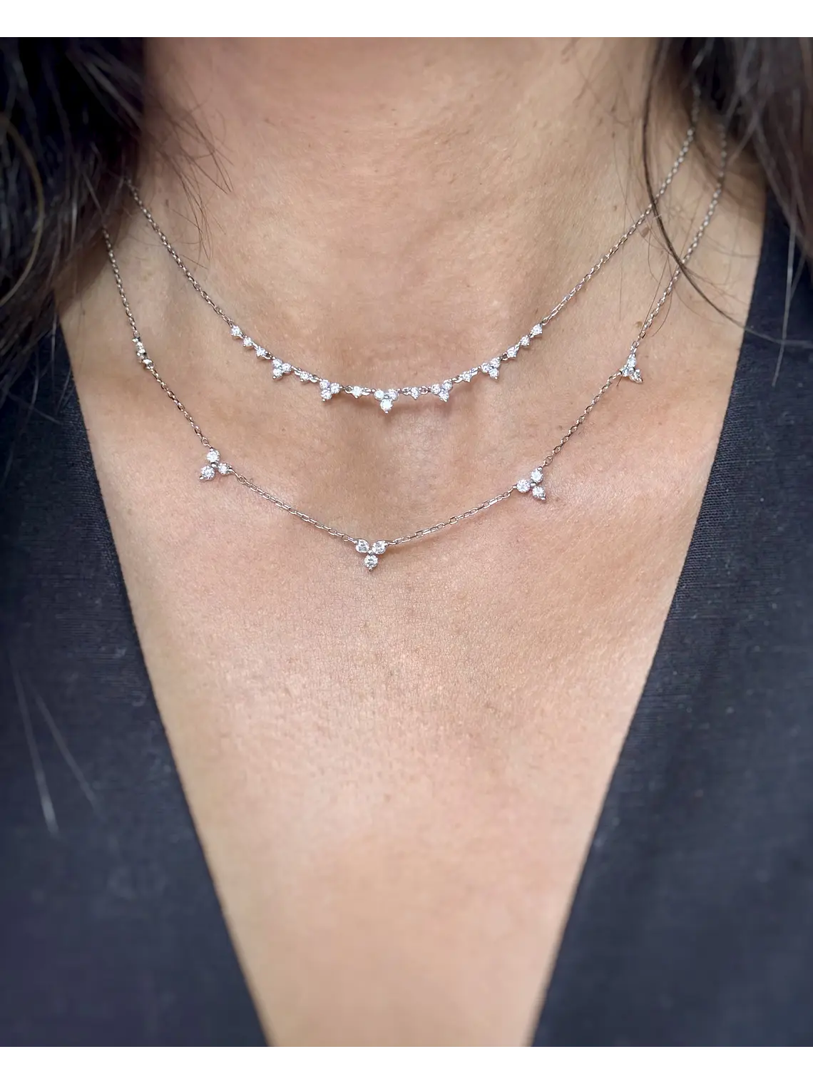 Collar Tréboles de Diamantes en Oro Blanco 18K 3