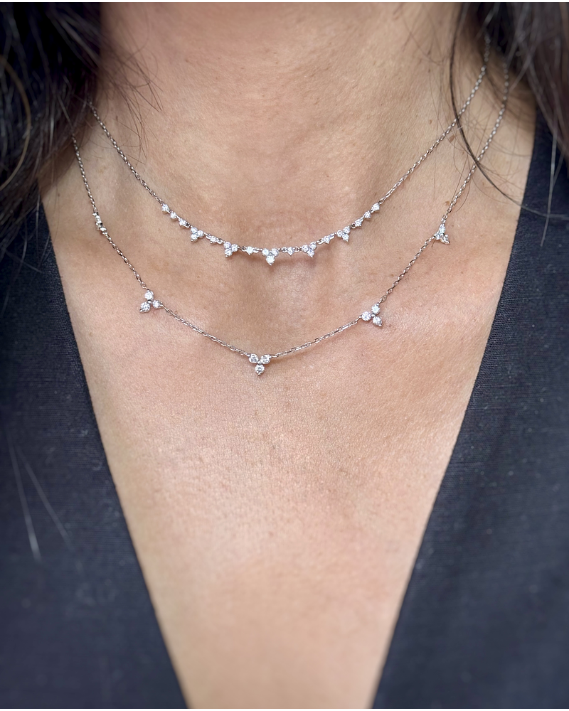 Collar Tréboles de Diamantes en Oro Blanco 18K