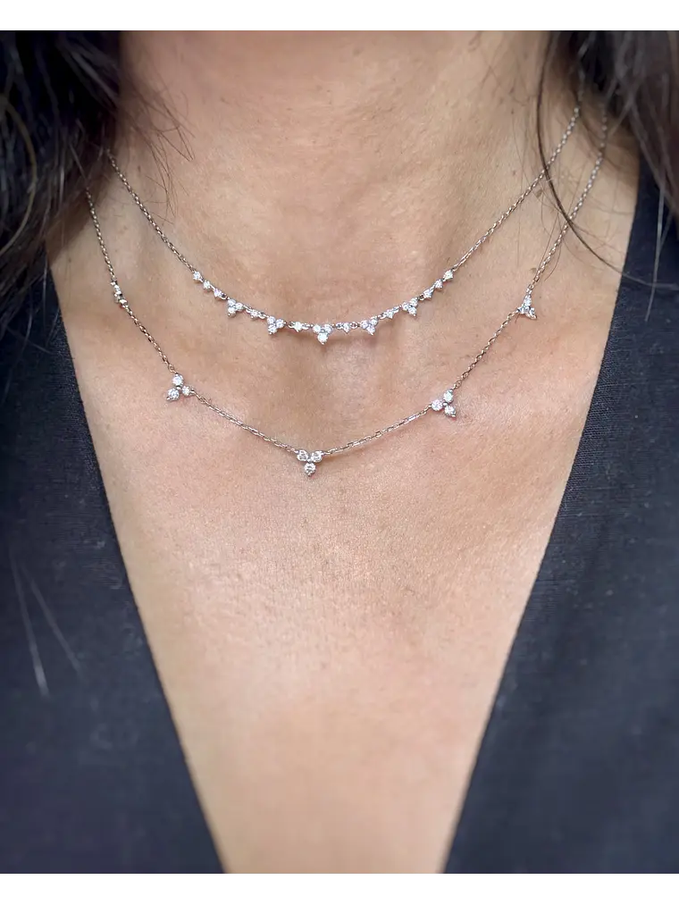 Collar 5 Tréboles de Diamantes en Oro Blanco 18K 3