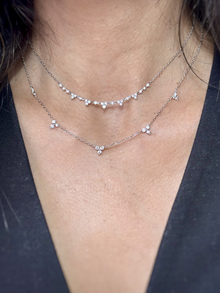 Collar 5 Tréboles de Diamantes en Oro Blanco 18K 3