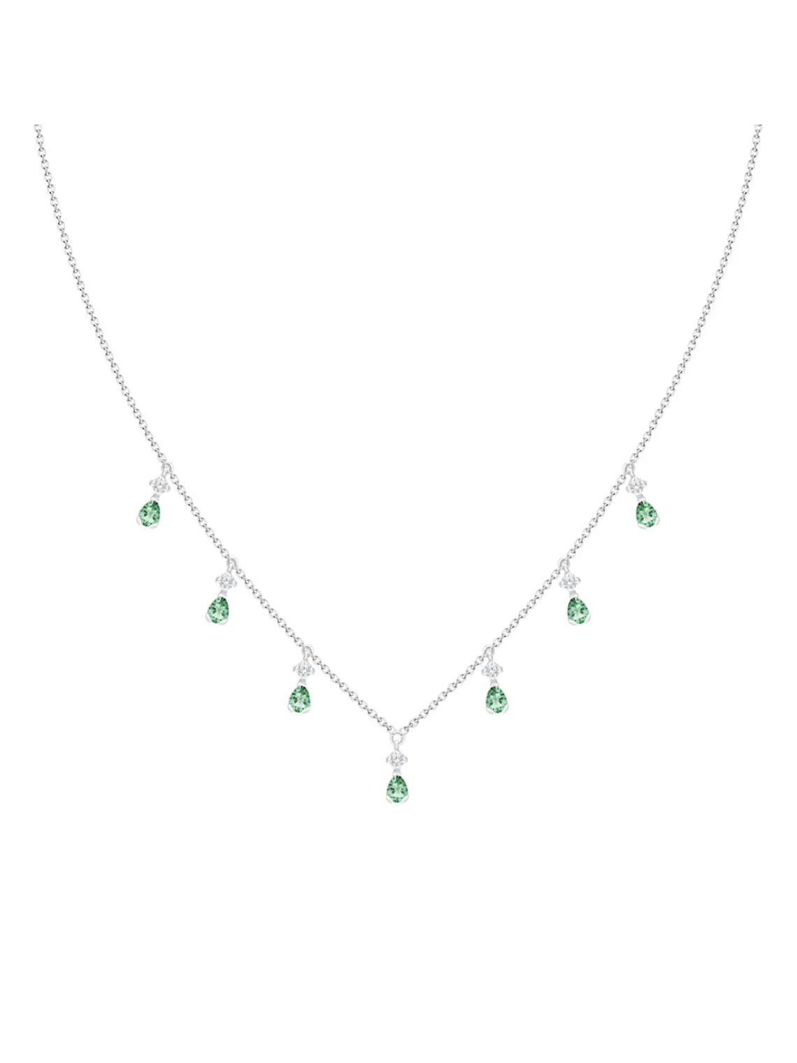 Collar Esmeraldas y Diamantes Colgantes Oro Blanco 18K 1