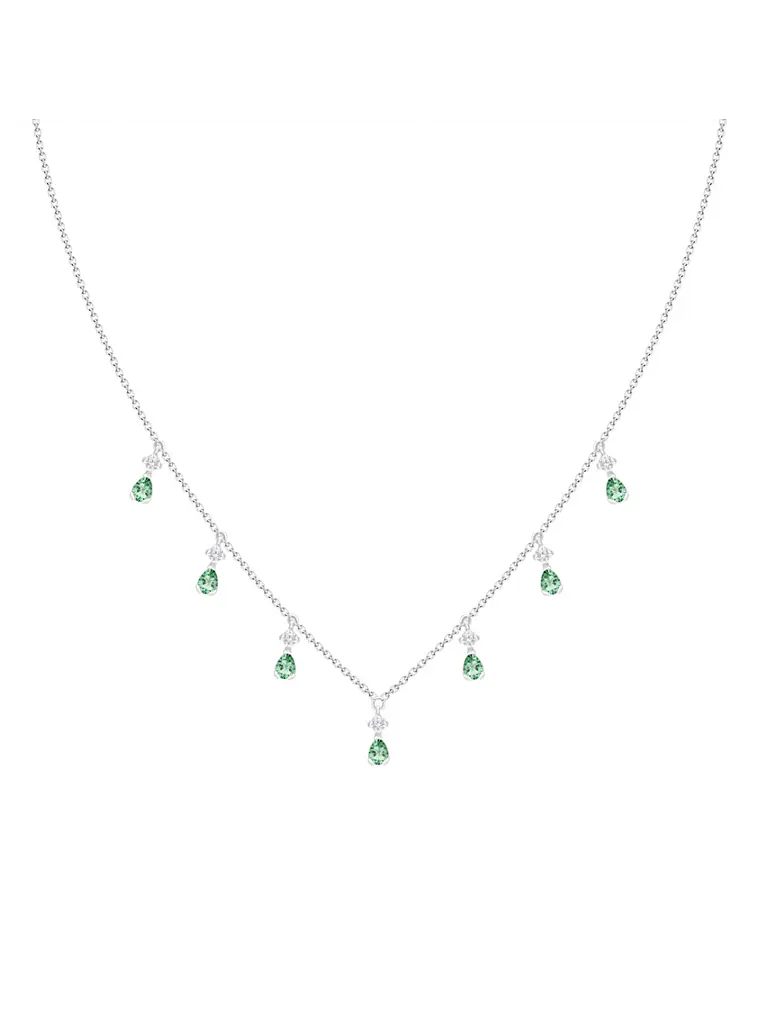 Collar Esmeraldas y Diamantes Colgantes Oro Blanco 18K 1