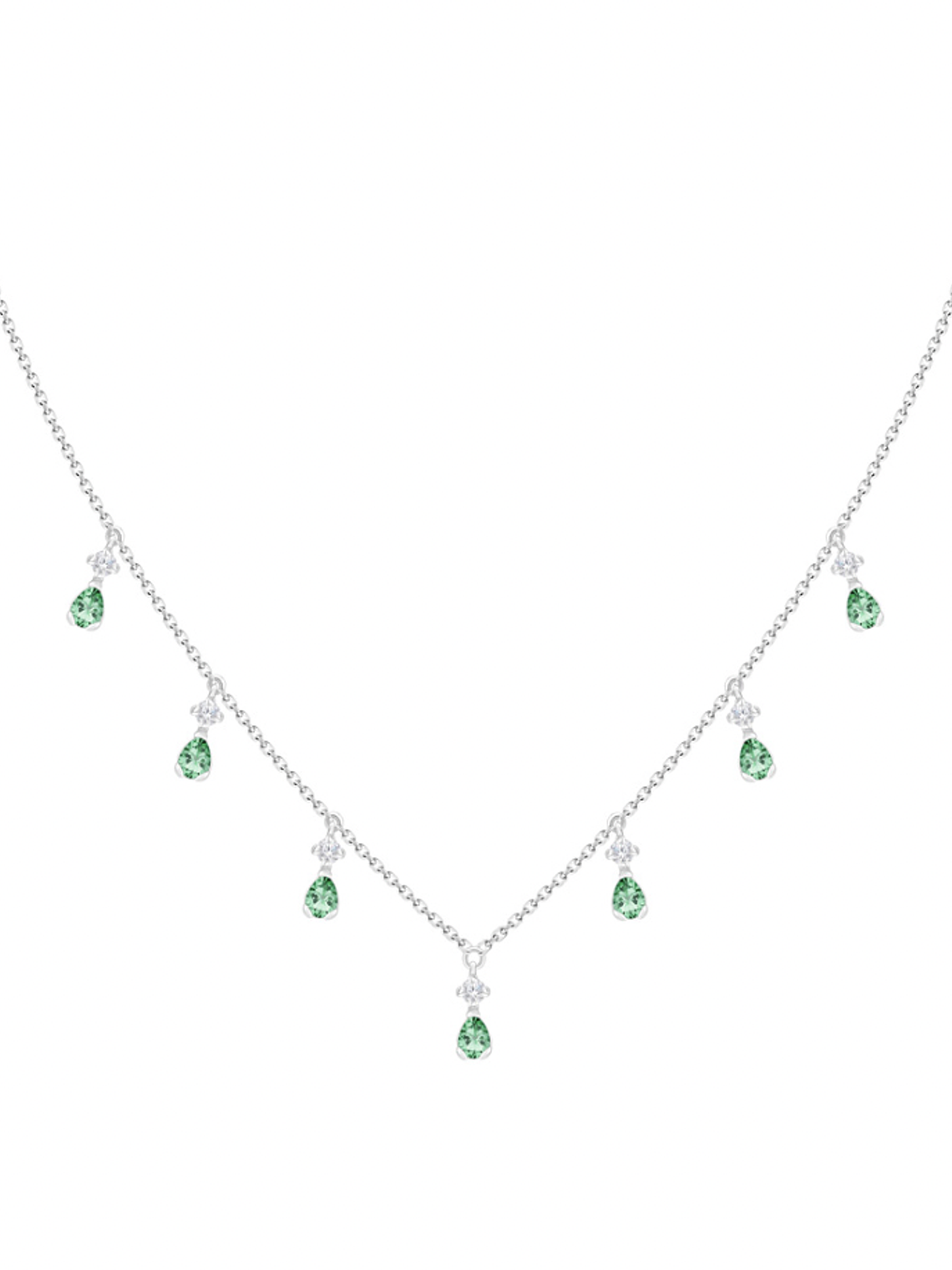 Collar Esmeraldas y Diamantes Colgantes Oro Blanco 18K 1