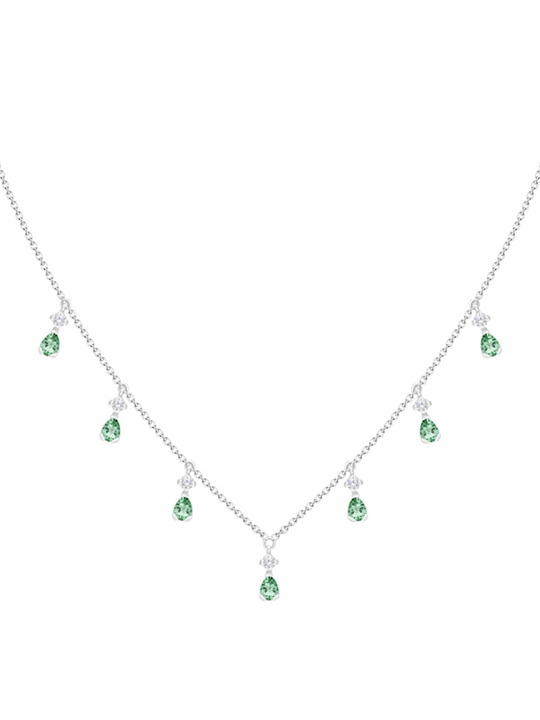 Collar Esmeraldas y Diamantes Colgantes Oro Blanco 18K 1