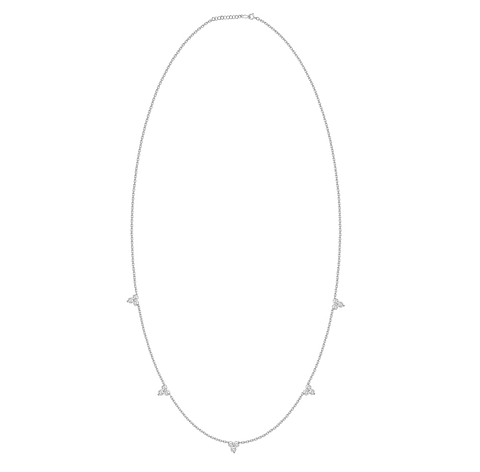 Collar Esmeraldas y Diamantes Colgantes Oro Blanco 18K