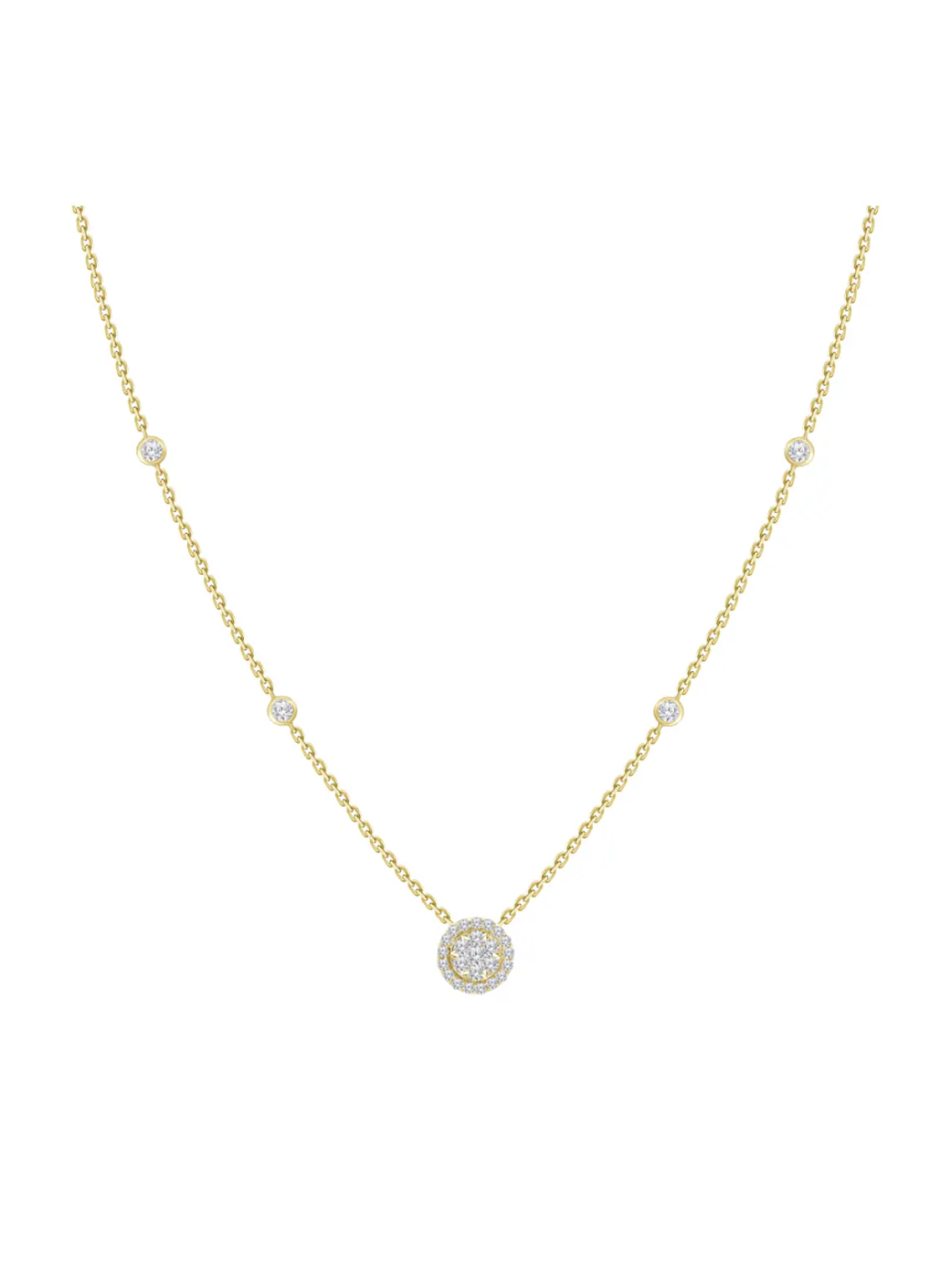 Collar Roseta y Diamantes Laterales Oro Amarillo 18K 1
