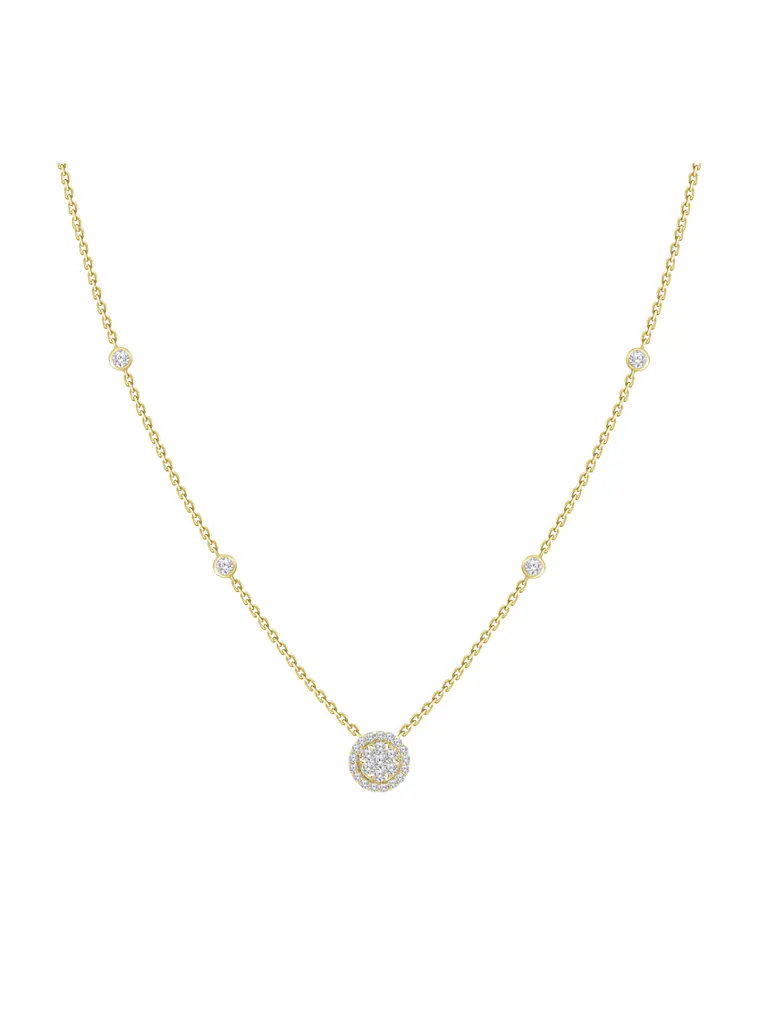 Collar Roseta y Diamantes Laterales Oro Amarillo 18K 1