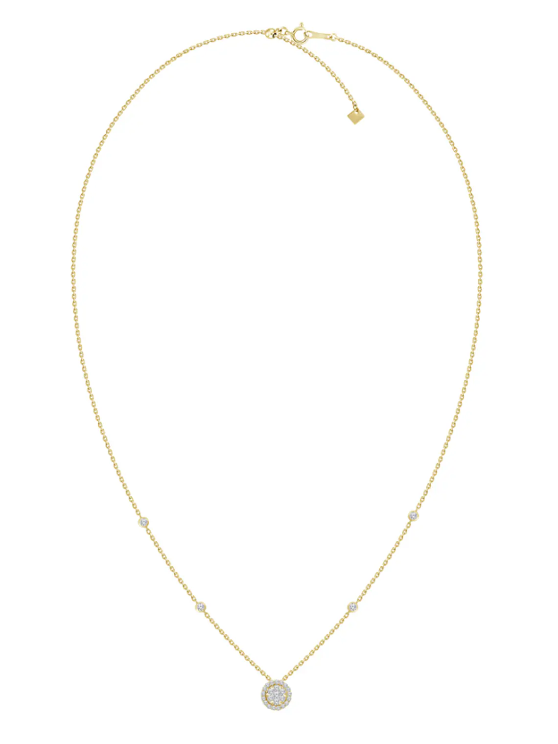Collar Roseta y Diamantes Laterales Oro Amarillo 18K 2