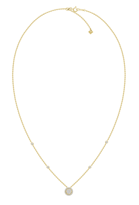 Collar Roseta y Diamantes Laterales Oro Amarillo 18K