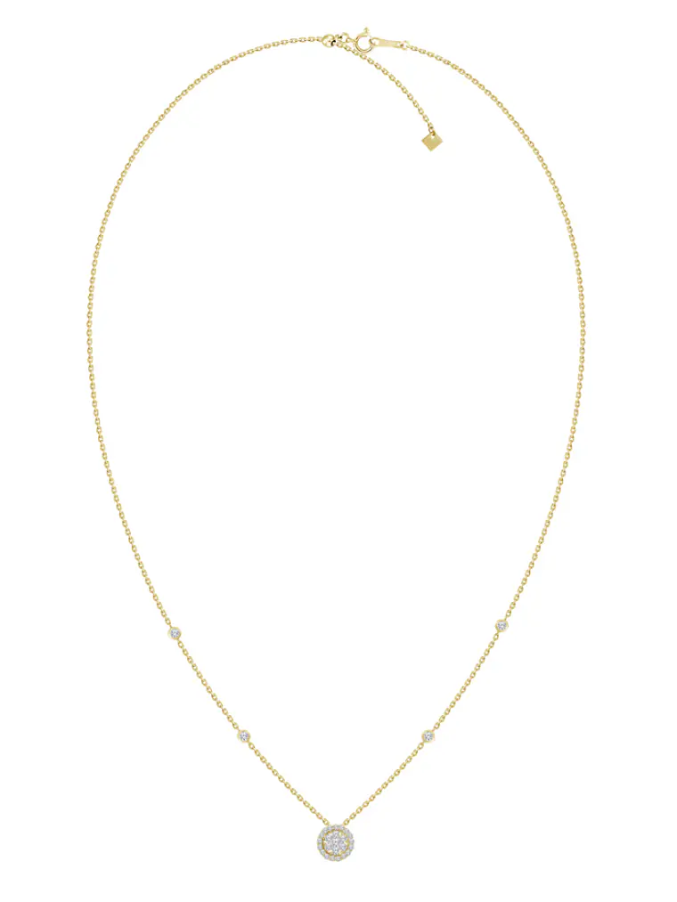 Collar Roseta y Diamantes Laterales Oro Amarillo 18K 2