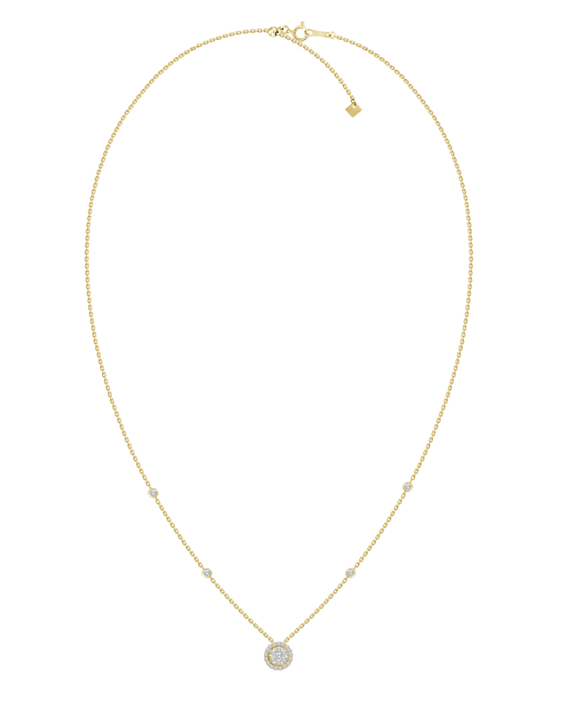 Collar Roseta y Diamantes Laterales Oro Amarillo 18K