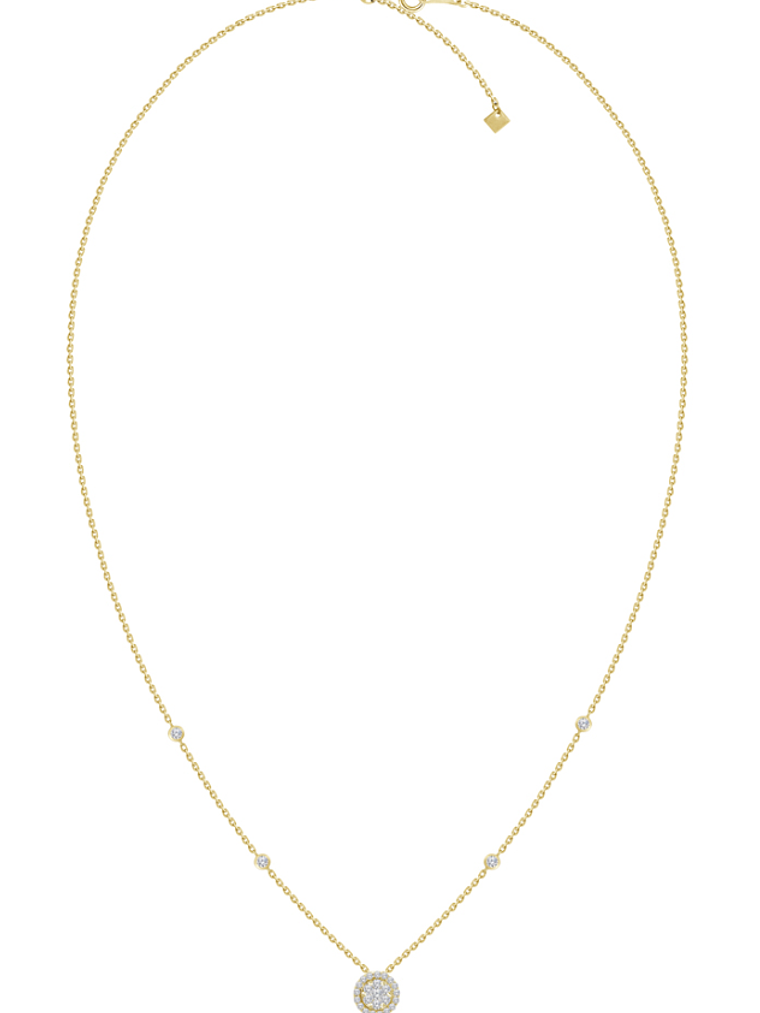 Collar Roseta y Diamantes Laterales Oro Amarillo 18K 2