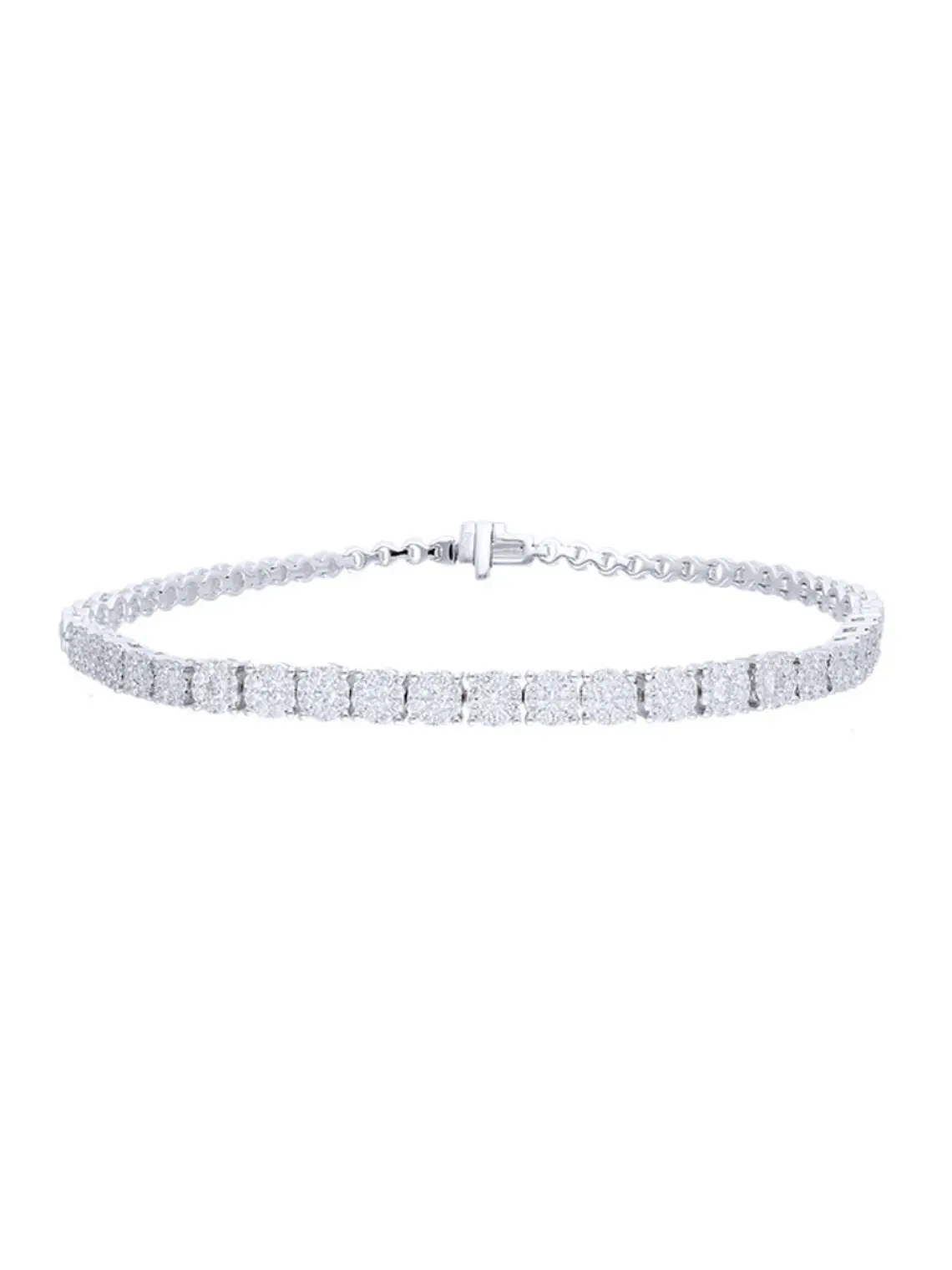 Maravillosa Pulsera Rosetas Diamantes en Oro Blanco 18K 2