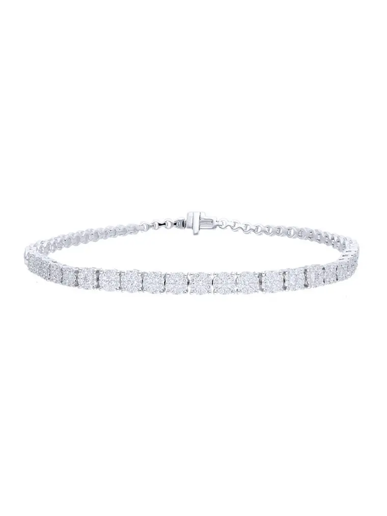 Maravillosa Pulsera Rosetas Diamantes en Oro Blanco 18K 2