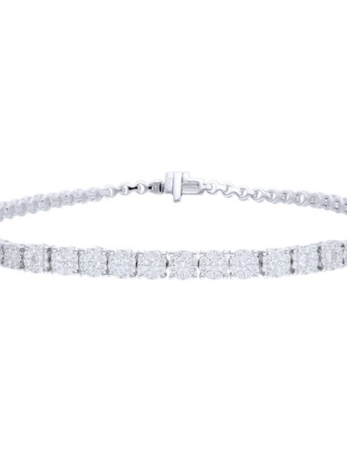 Maravillosa Pulsera Rosetas Diamantes en Oro Blanco 18K 2