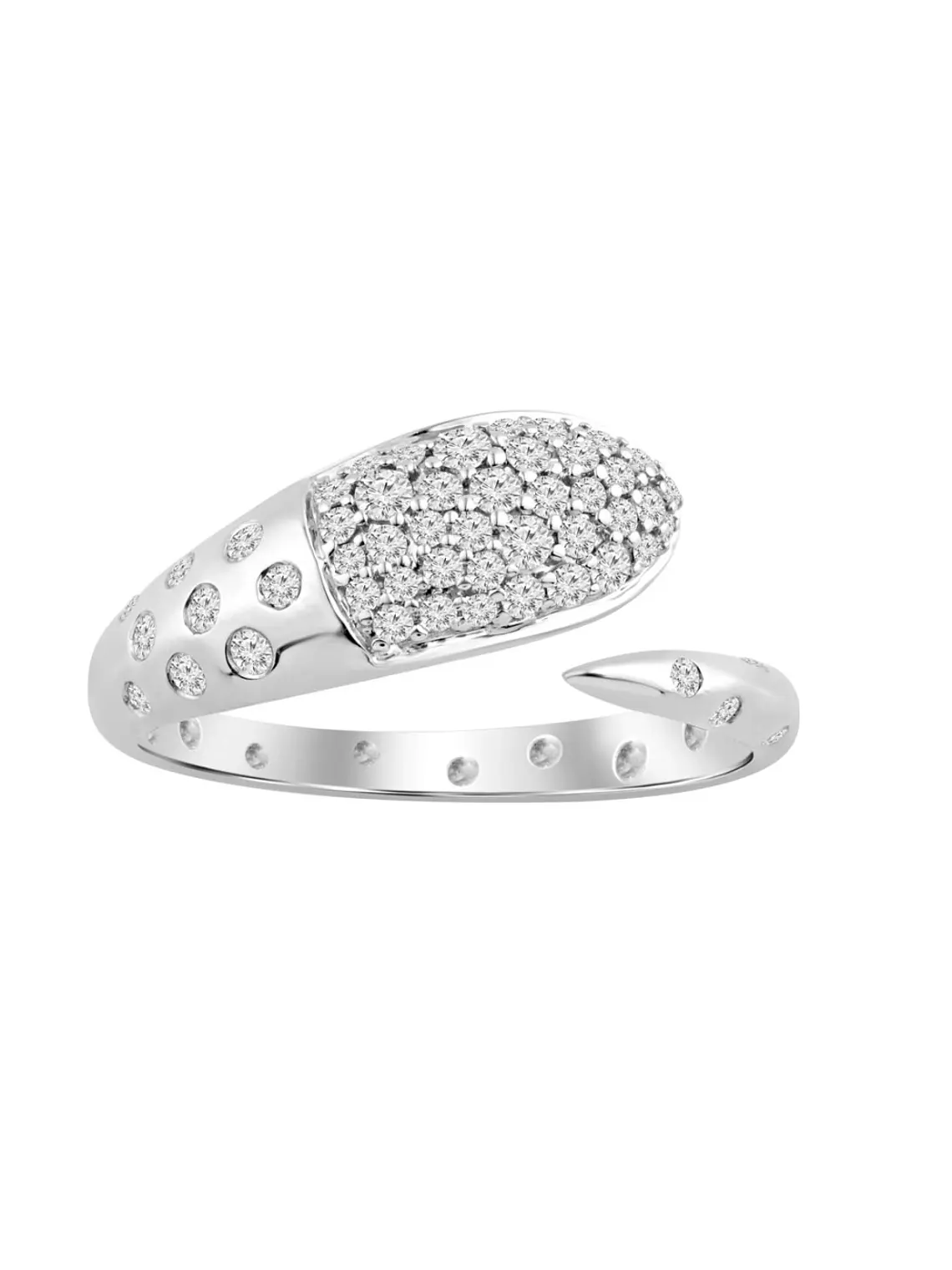 Anillo Cintillo Serpiente Moderna Diamantes Oro Blanco 18K 1