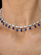 Collar de Diamantes Zafiros Azules Colgantes Oro Blanco 18K - Miniatura 3
