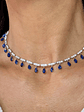Collar de Diamantes Zafiros Azules Colgantes Oro Blanco 18K - Miniatura 2