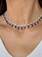 Collar de Diamantes Zafiros Azules Colgantes Oro Blanco 18K - Miniatura 4