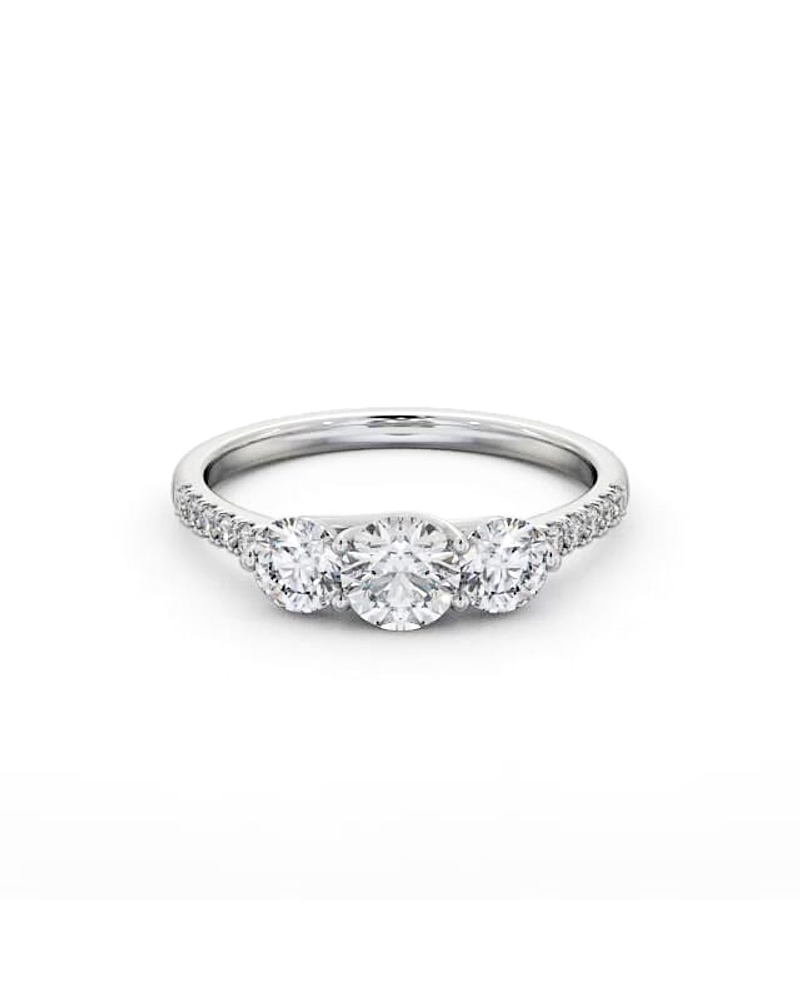 Anillo Tricillo Diamantes Oro Blanco 18K