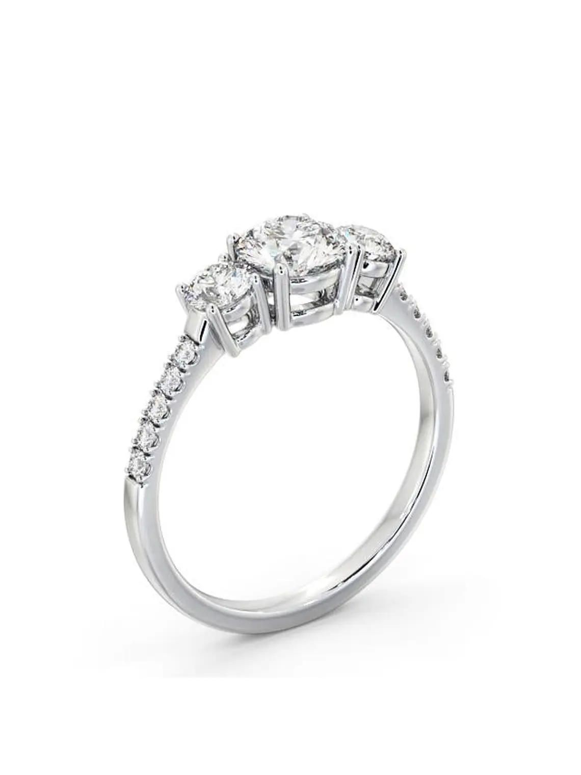 Anillo Tricillo Diamantes Oro Blanco 18K 2