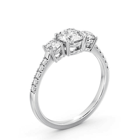 Anillo Tricillo Diamantes Oro Blanco 18K