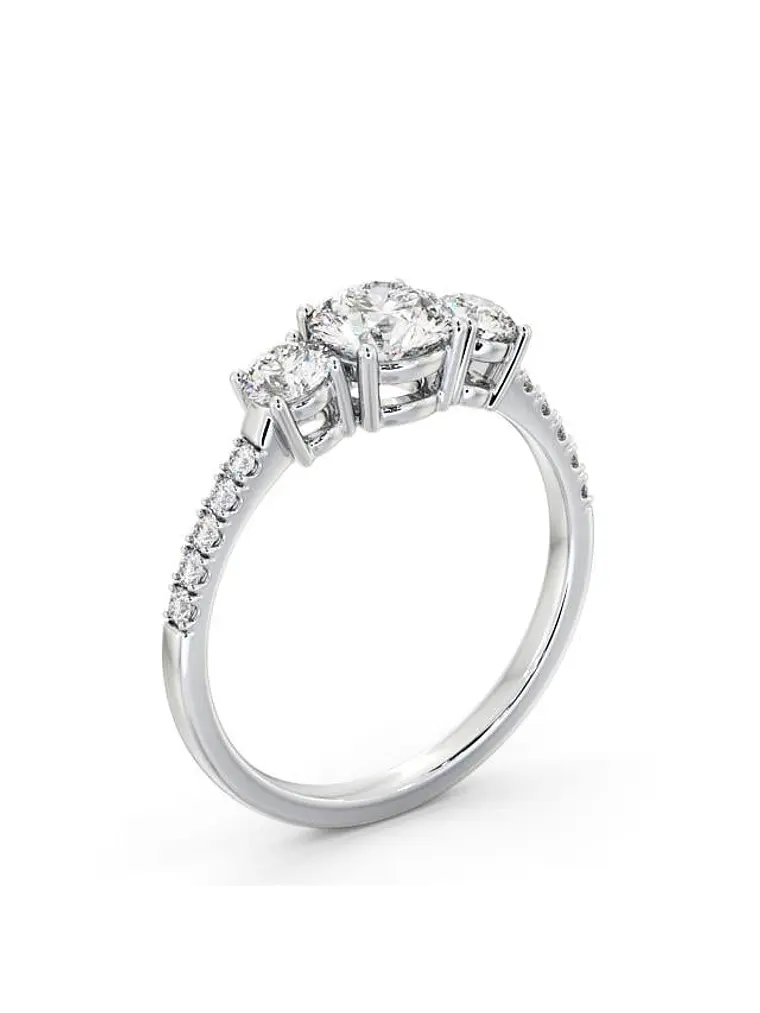 Anillo Tricillo Diamantes Oro Blanco 18K 2