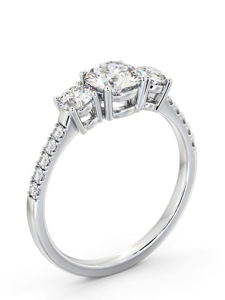 Anillo Tricillo Diamantes Oro Blanco 18K 2