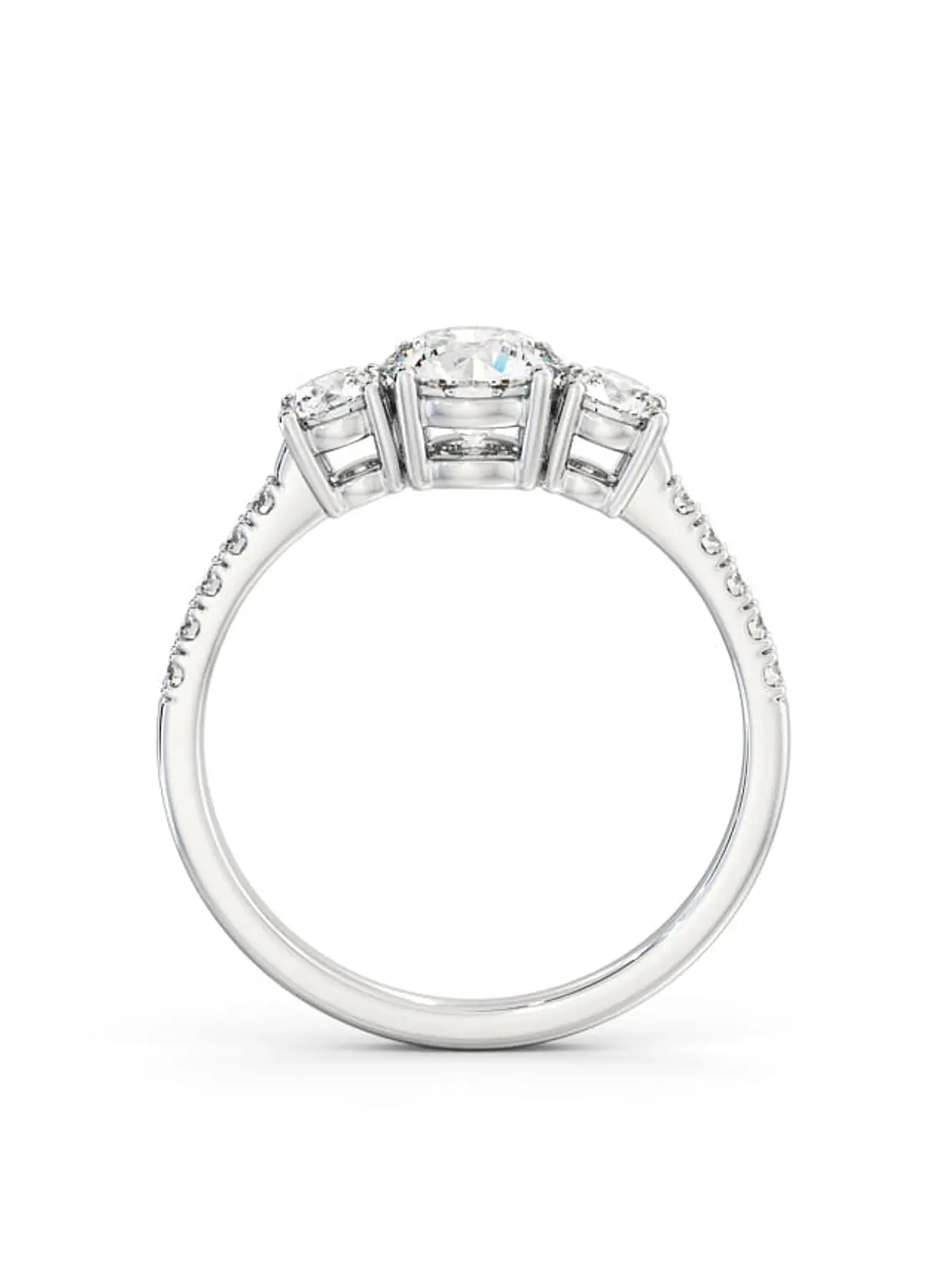 Anillo Tricillo Diamantes Oro Blanco 18K 3