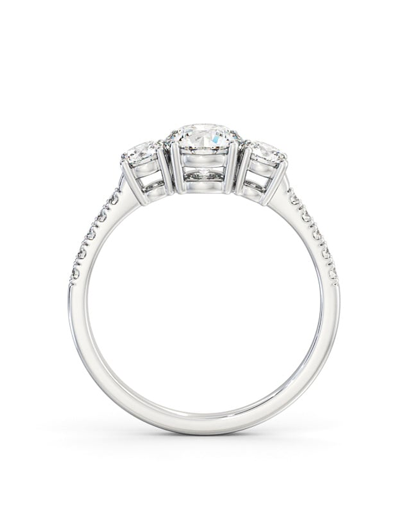 Anillo Tricillo Diamantes Oro Blanco 18K