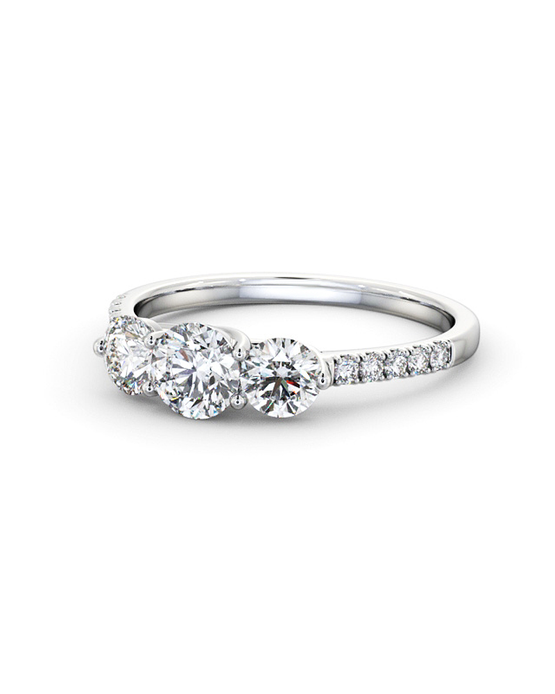 Anillo Tricillo Diamantes Oro Blanco 18K