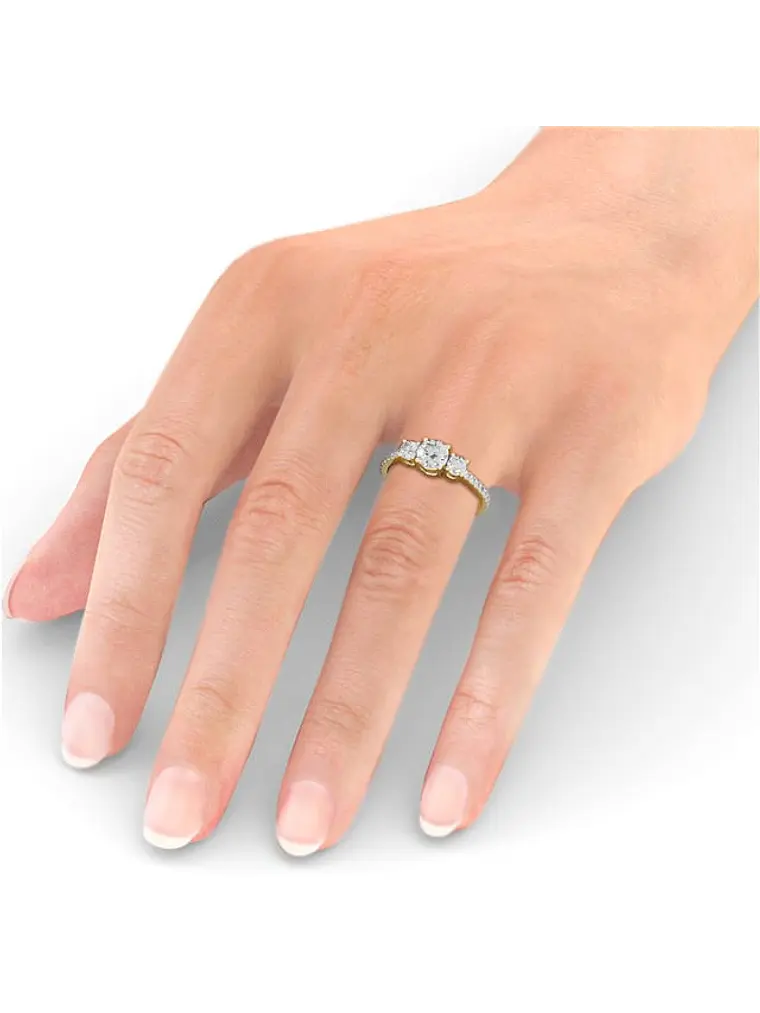 Anillo Tricillo Diamantes Oro Amarillo 18K 5