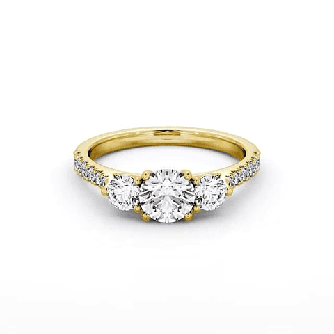 Anillo Tricillo Diamantes Oro Amarillo 18K