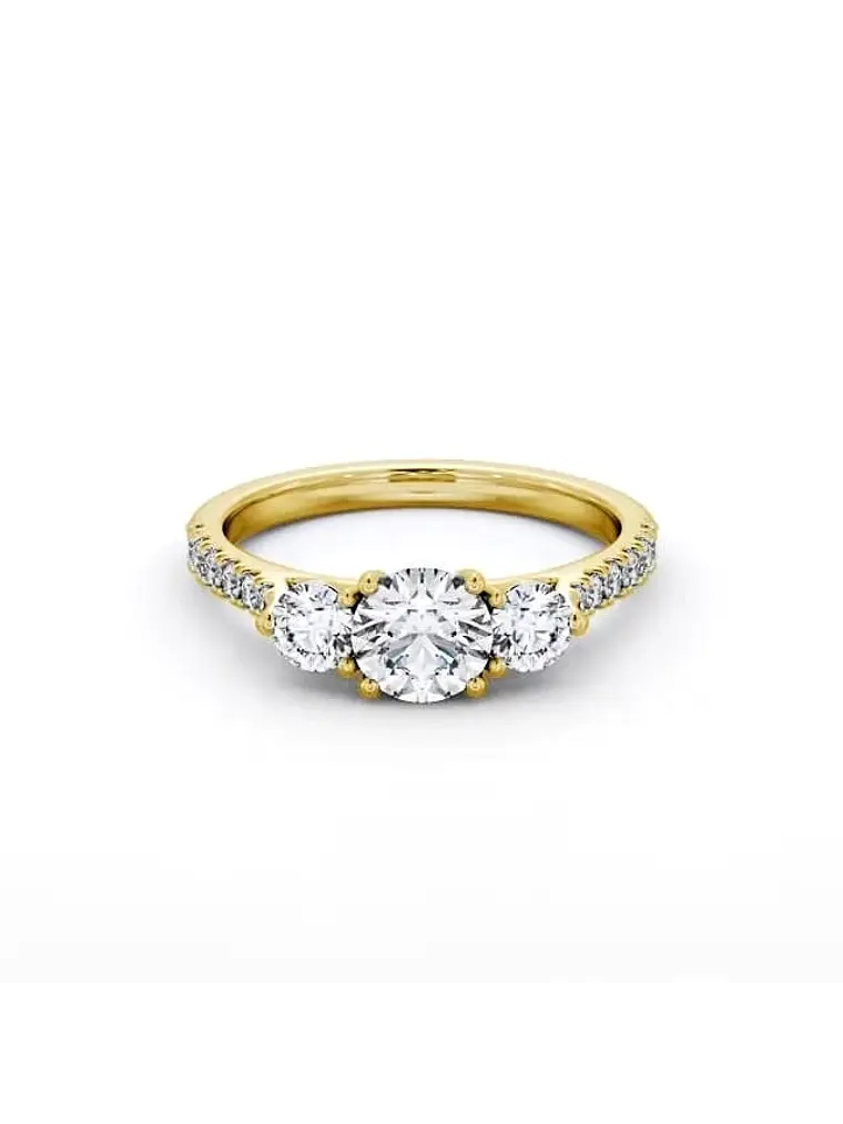Anillo Tricillo Diamantes Oro Amarillo 18K 1