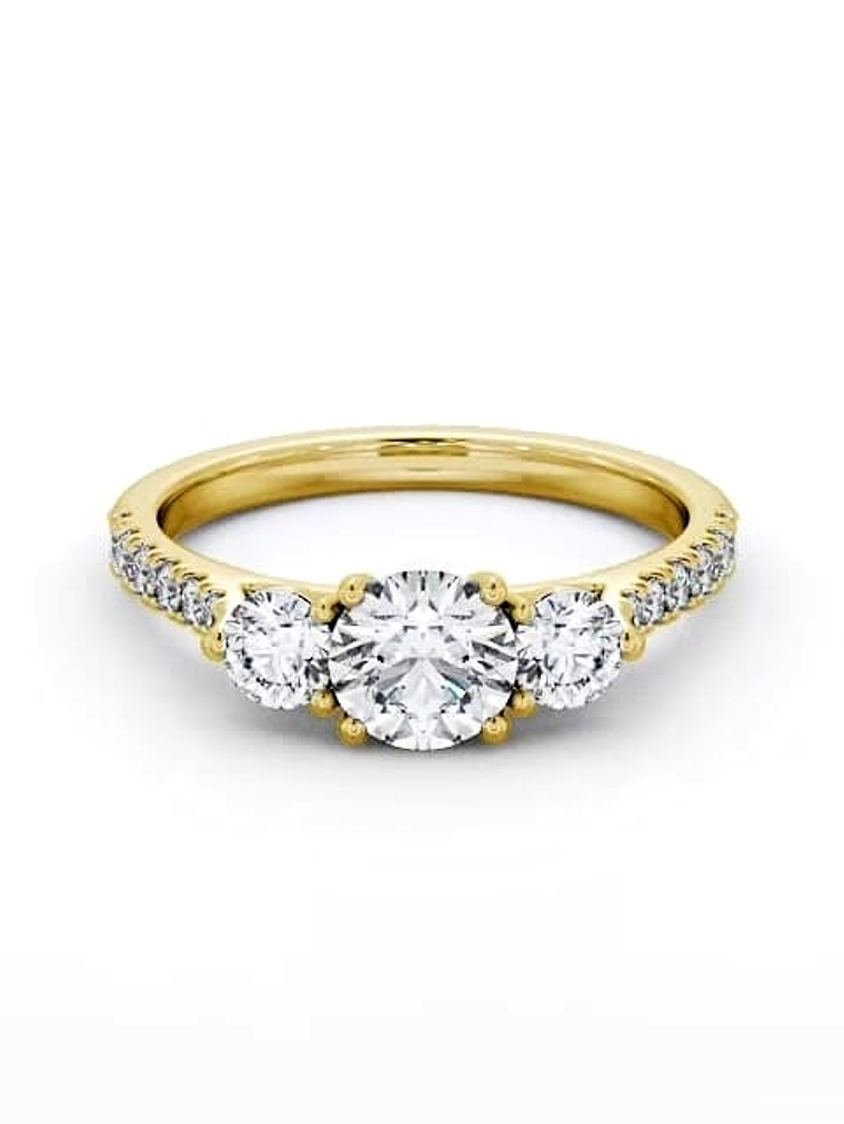 Anillo Tricillo Diamantes Oro Amarillo 18K 1